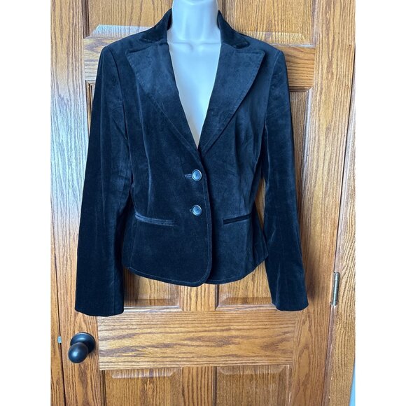 Express Design Studio Womens Black Velvet Blazer Jacket SZ 8 Whimsigoth Holiday - Picture 1 of 12